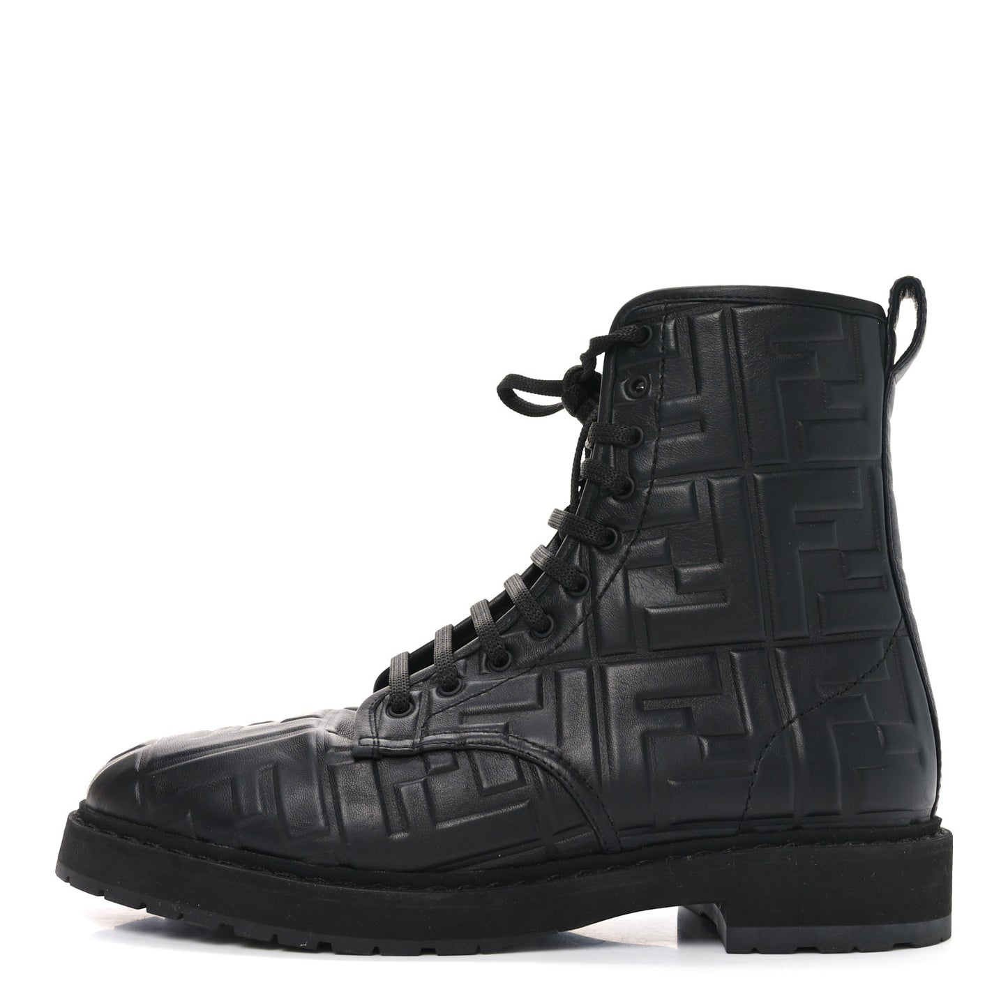 Nappa FF Embossed Womens Biker Boots 38.5 Black