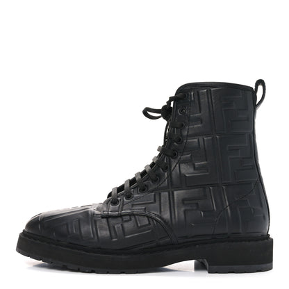 Fendi Nappa FF Embossed Womens Biker Boots 38.5 Black 1 of 7