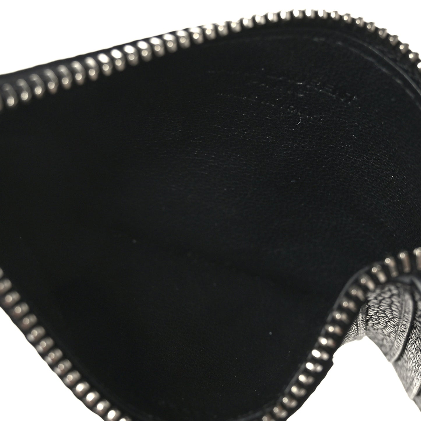 Grained Calfskin 5 Fragments Zip Pouch Card Holder Black
