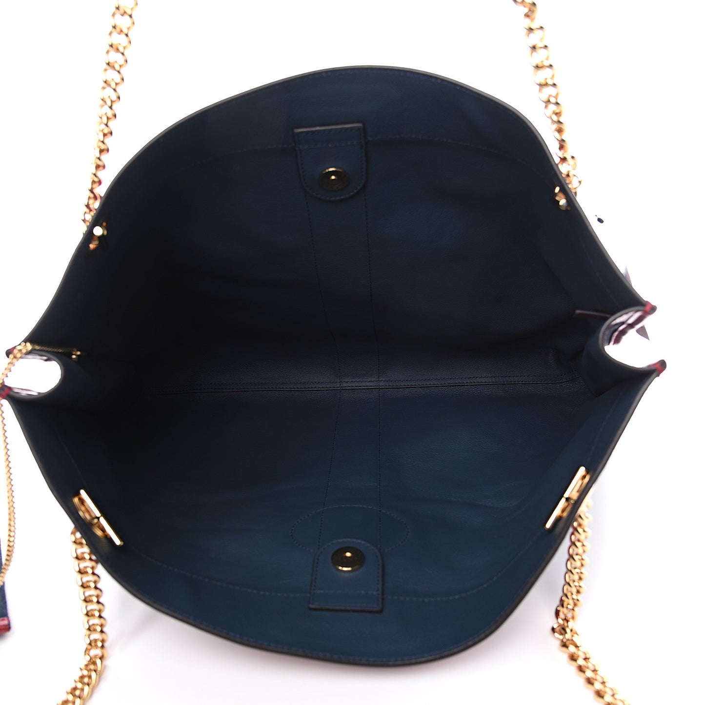 Suede Calfskin Large Rajah Chain Tote New Blue Romantic Cherry