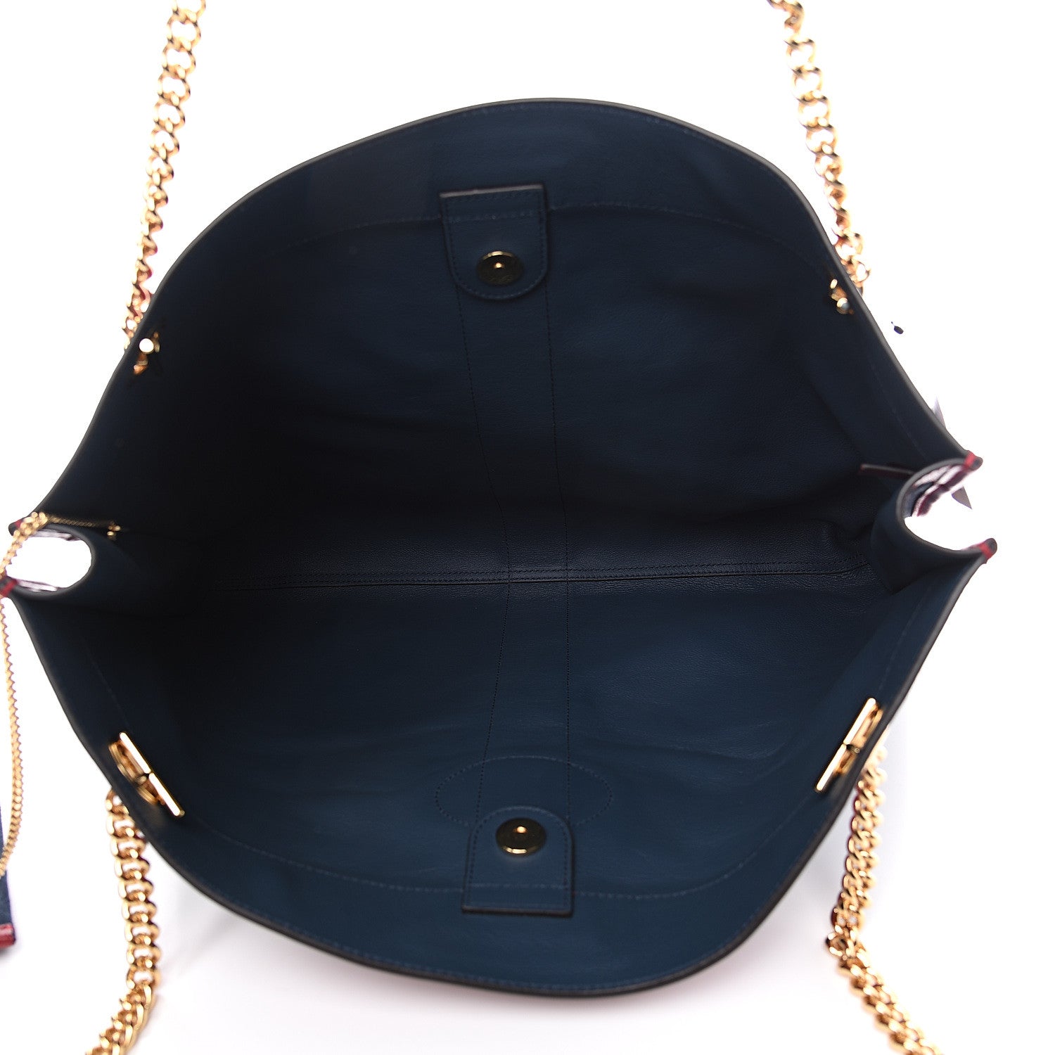 Gucci Suede Calfskin Large Rajah Chain Tote New Blue Romantic Cherry 4 of 9