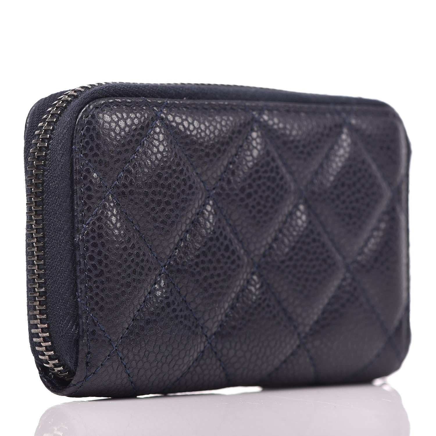 Chanel Caviar Quilted Zip Coin Purse Navy 3 of 8