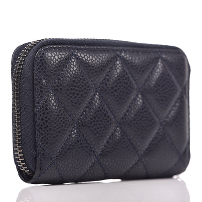 Chanel Caviar Quilted Zip Coin Purse Navy 3 of 8