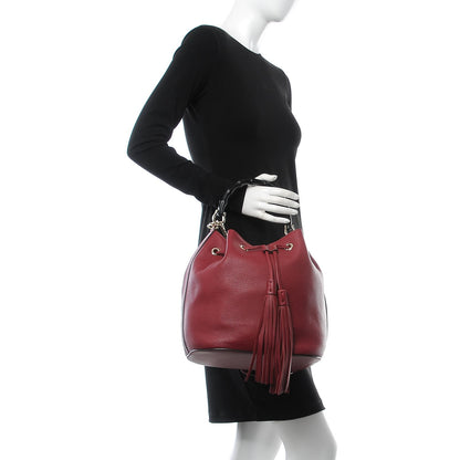 Gucci Pebbled Calfskin Miss Bamboo Bucket Bag Burgundy 2 of 8