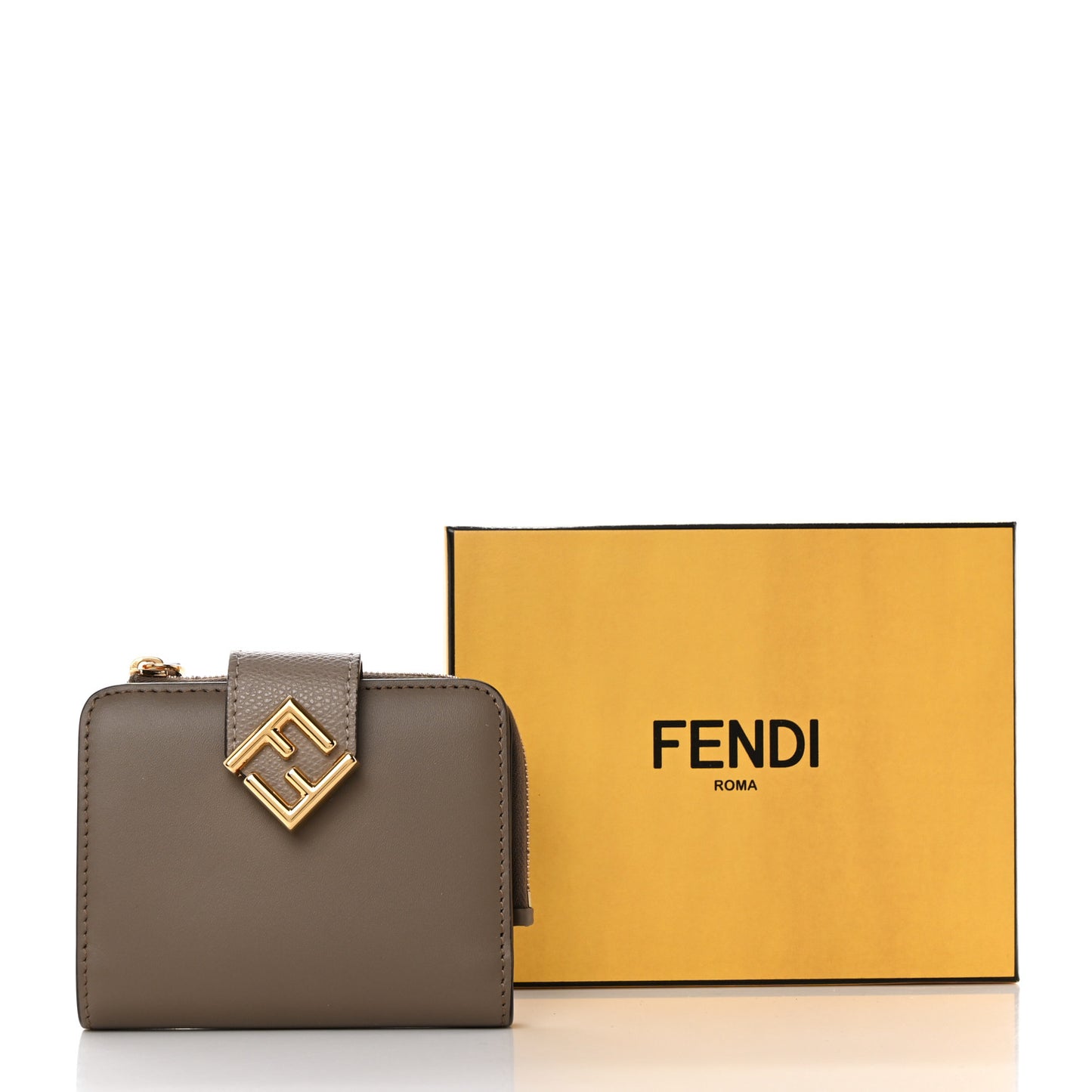 Vitello King Cruise FF Diamonds Compact Wallet Tartufo Tortora
