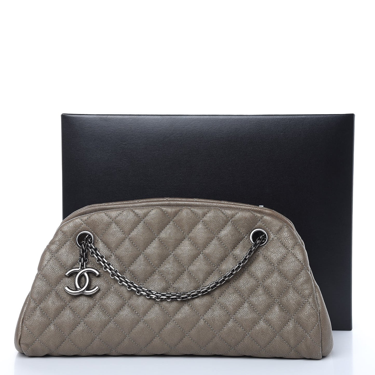 Metallic Caviar Quilted Medium Just Mademoiselle Beige