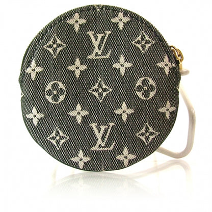 Louis Vuitton Mini Lin Round Coin Purse Holder Black 2 of 7
