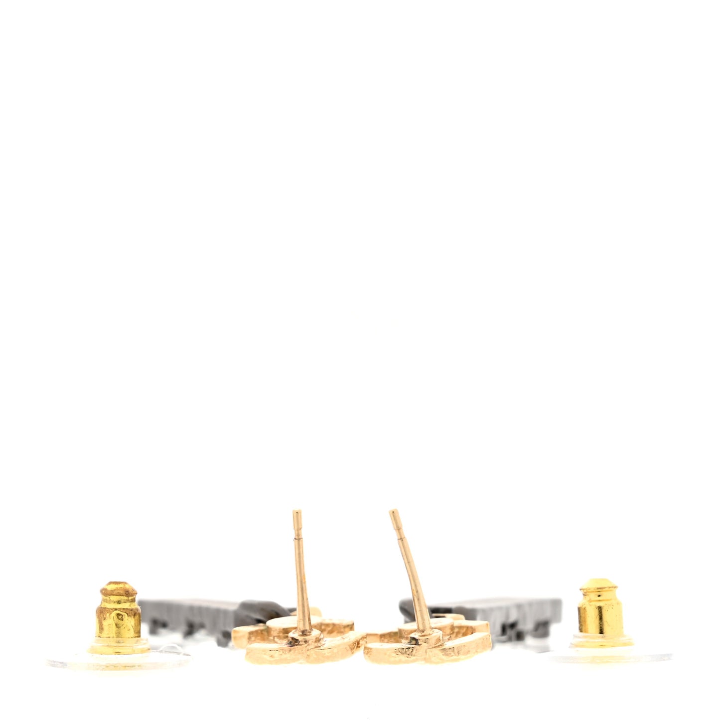Metal Enamel CC Logo Drop Earrings Ruthenium Gold