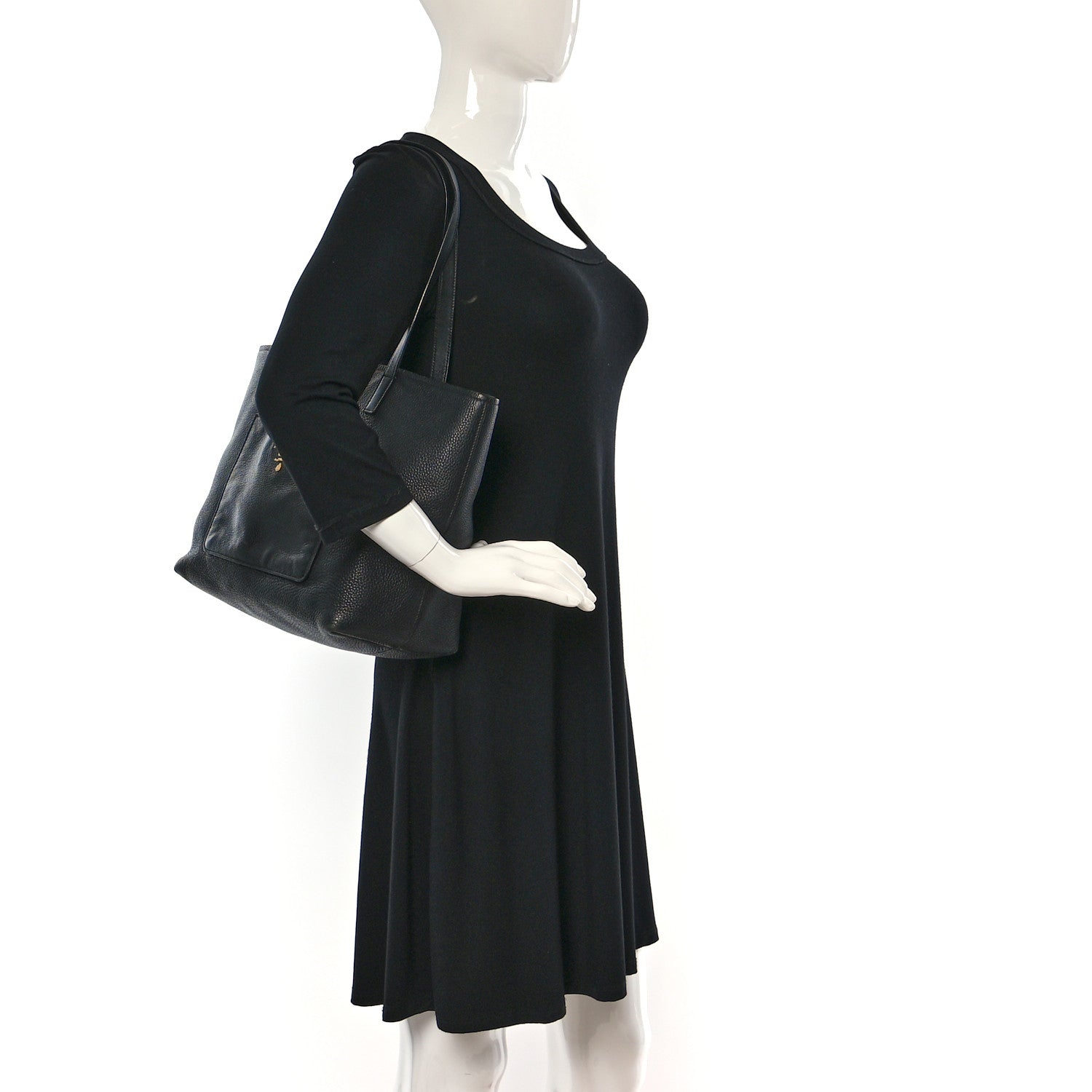 Prada Vitello Daino Pocket Shopping Tote Black 2 of 16