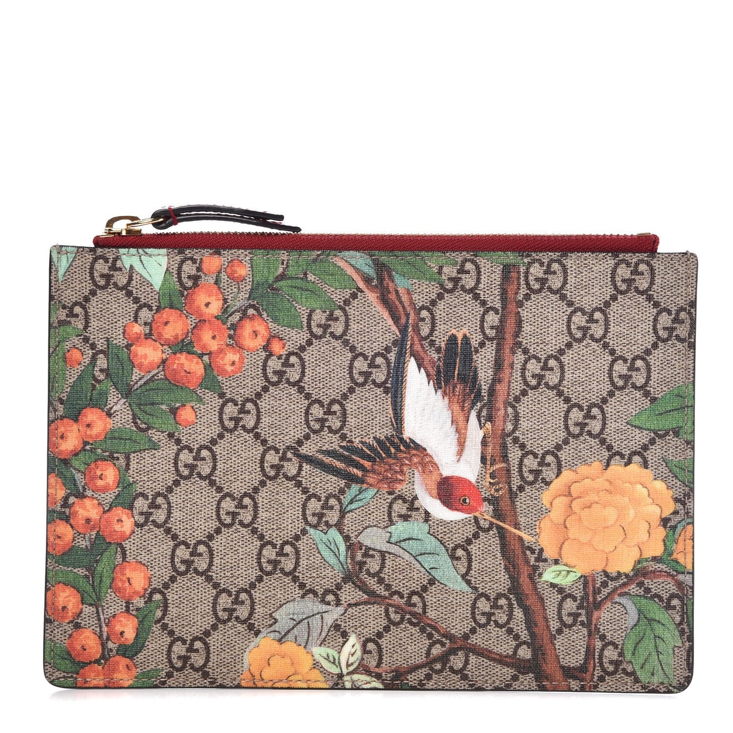 GG Supreme Monogram Tian Zip Pouch Beige Multicolor Red