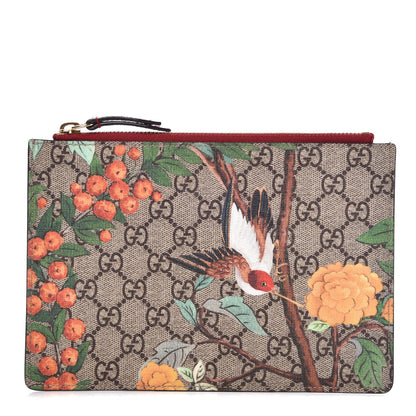 Gucci GG Supreme Monogram Tian Zip Pouch Beige Multicolor Red 1 of 8