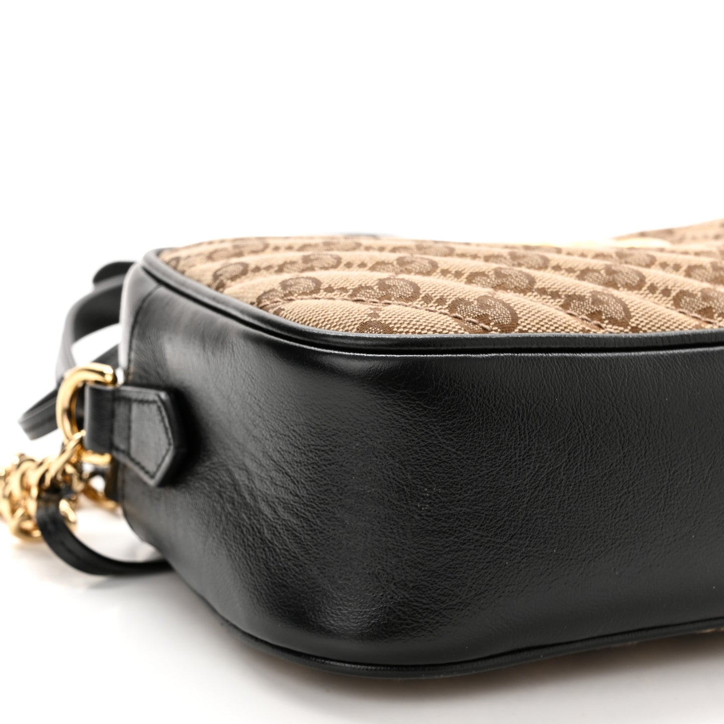 Monogram Matelasse Diagonal Small GG Marmont Chain Shoulder Bag Beige Black