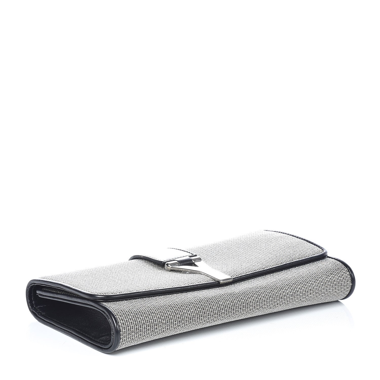 Saint Laurent Metallic Mesh Calfskin Classic Y Ligne Clutch Silver Black 4 of 12