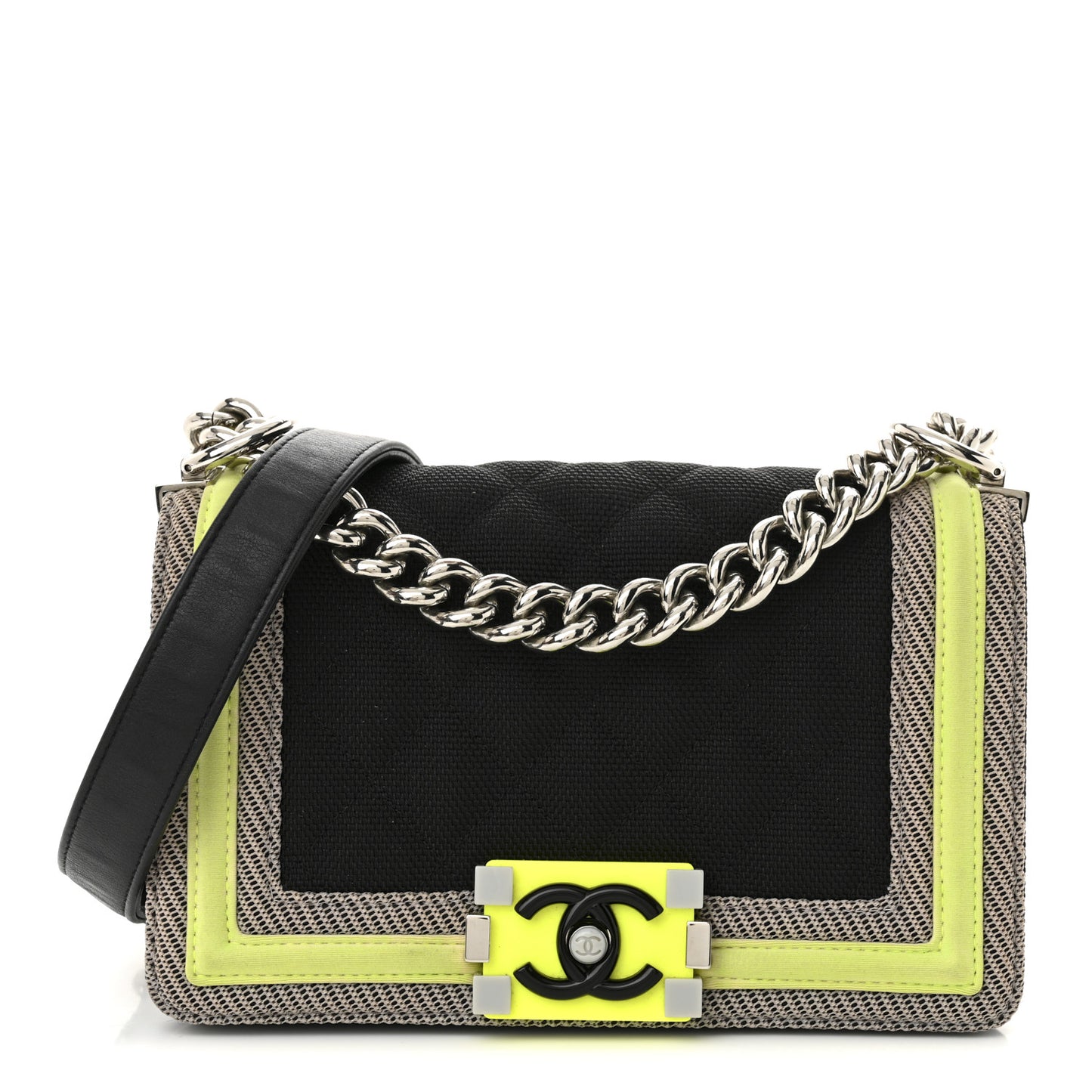 Canvas Quilted Small Fluo Boy Flap Black Grey Yellow