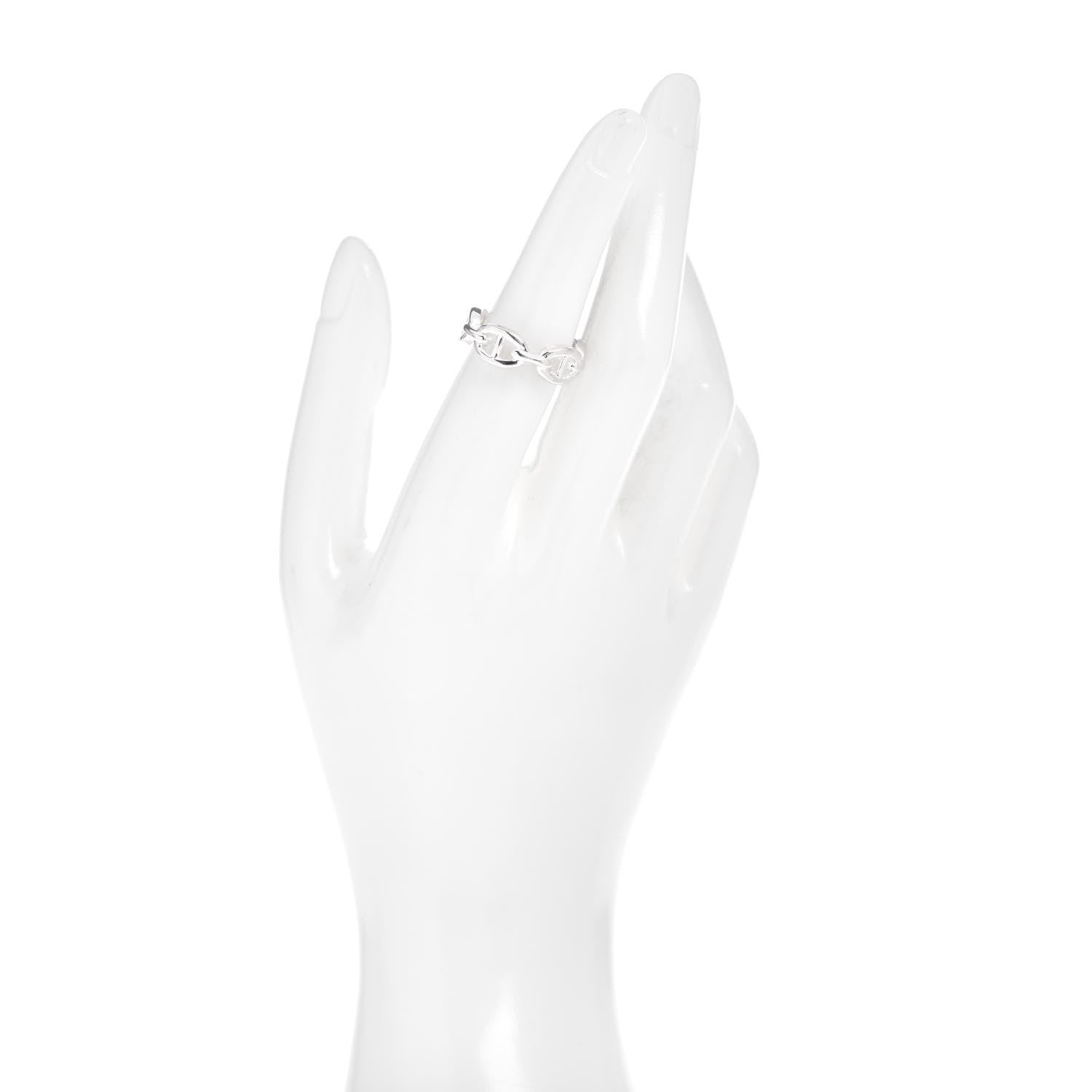 Hermes Sterling Silver PM Chaine d'Ancre Enchainee Band Ring 53 6.5 2 of 6