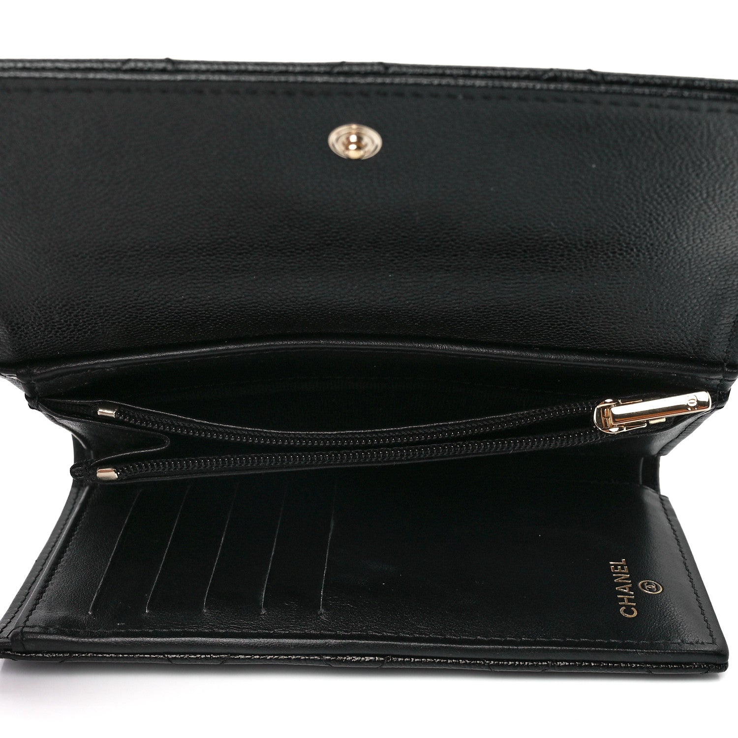 Chanel Caviar Quilted Studded CC Medium Flap Wallet Black 4 of 11