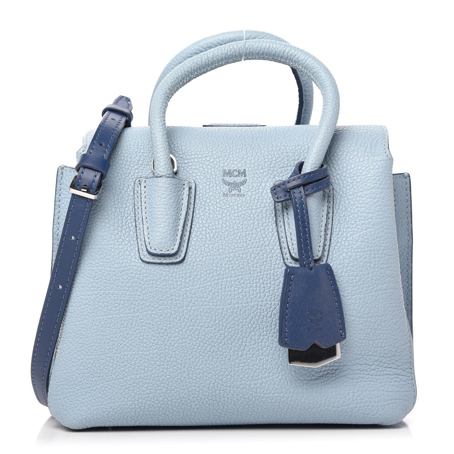 MCM Grained Calfskin Mini Milla Tote Blue 1 of 10