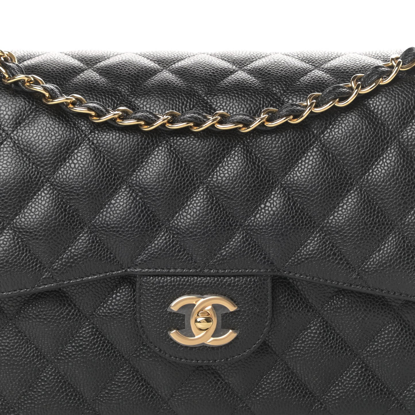 Caviar Quilted Jumbo Double Flap Black