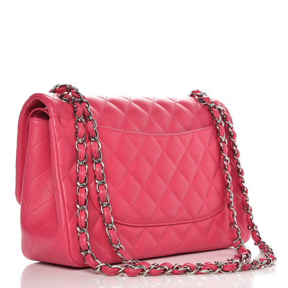 Chanel Lambskin Quilted Jumbo Double Flap Dark Pink 4 of 14