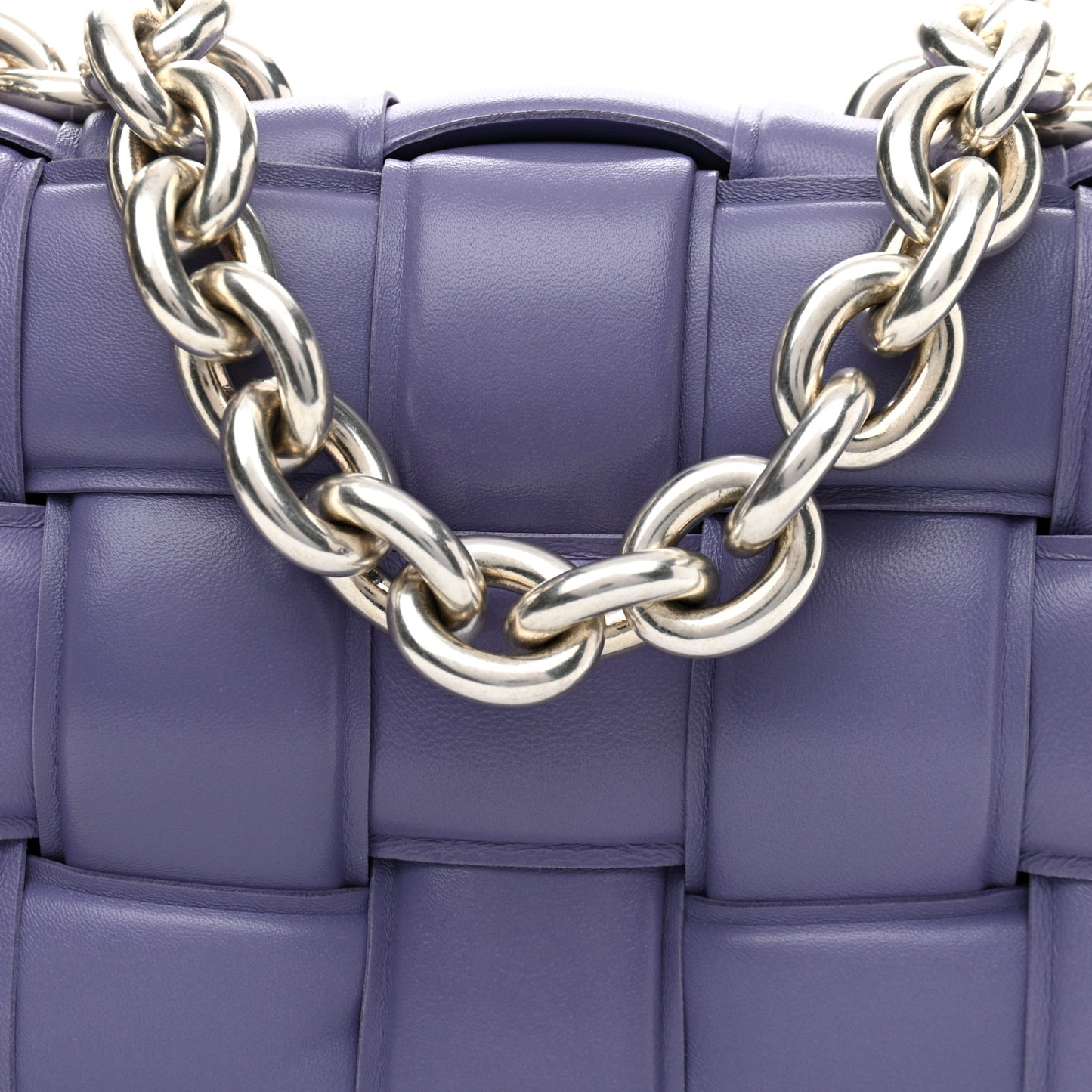 Lambskin Maxi Intreccio Padded Chain Cassette Crossbody Bag Lavender
