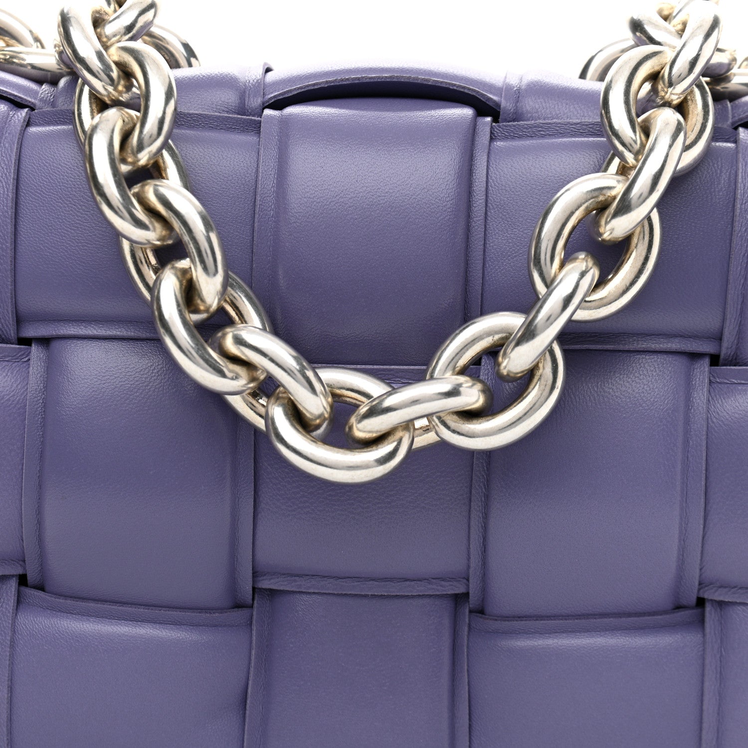 Bottega Veneta Lambskin Maxi Intreccio Padded Chain Cassette Crossbody Bag Lavender 7 of 9