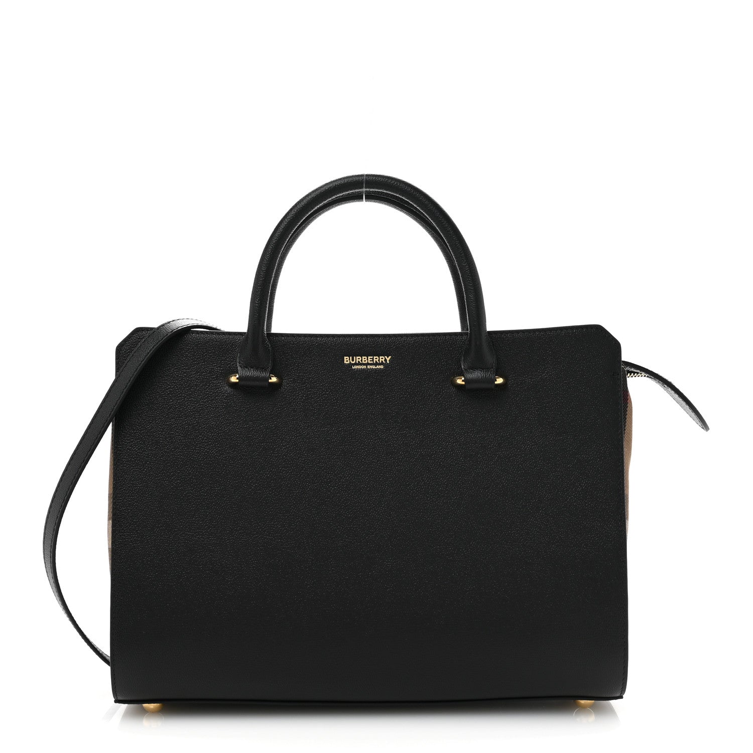 Burberry Calfskin Mega Check Small Banwell Tote  Black 1 of 13