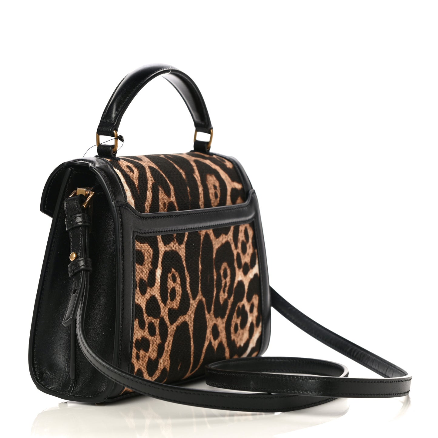 Canvas Leopard Print Mini Classic Monogram Cassandra Top Handle Black