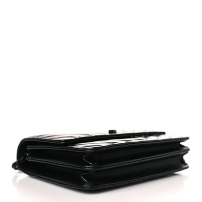 Chanel Aged Calfskin Chevron Quilted Reissue 2.55 Square Wallet On Chain WOC So Black 4 of 10