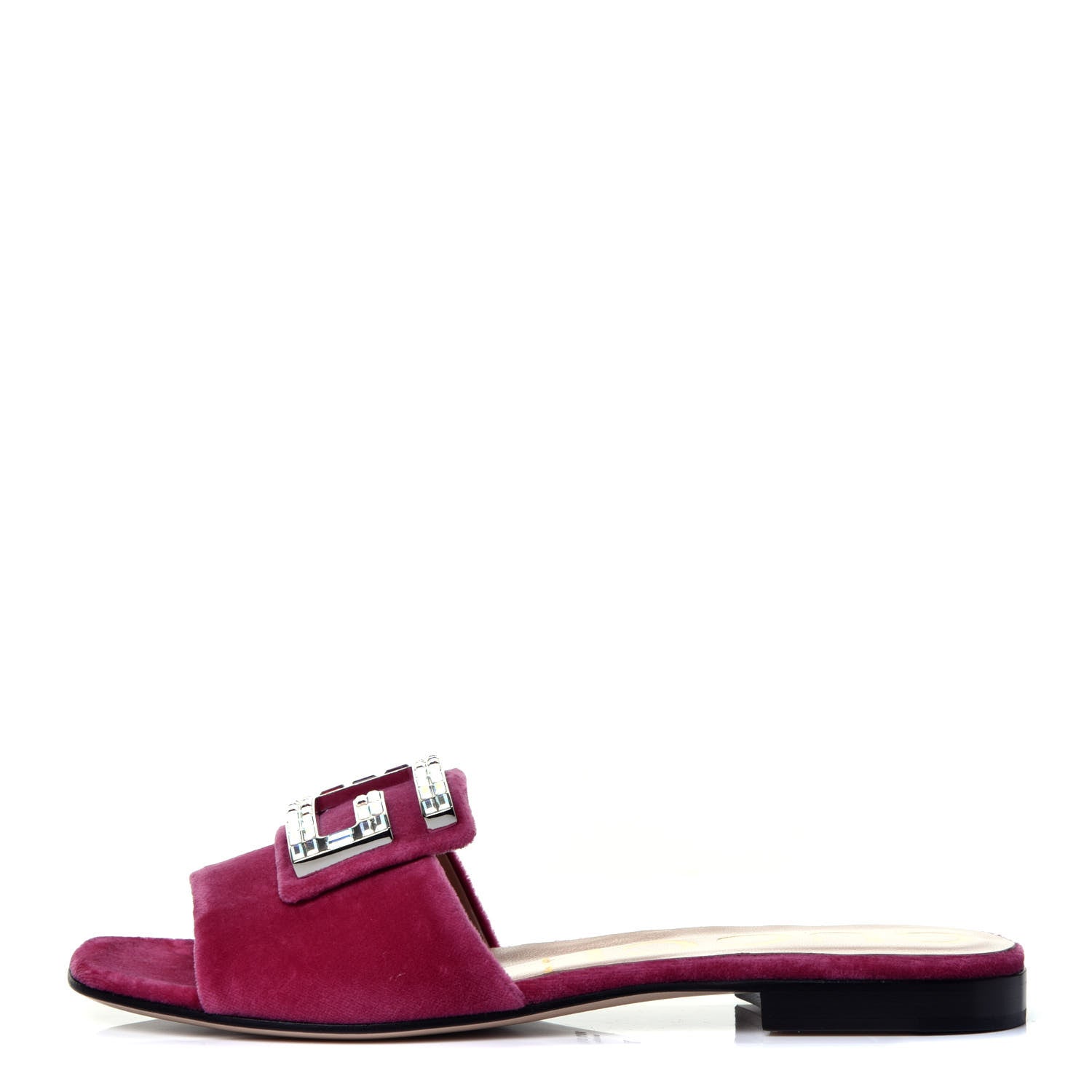 Gucci Velvet Crystal Square G Madelyn Slide Sandals 37 Light Raspberry Rose 1 of 8