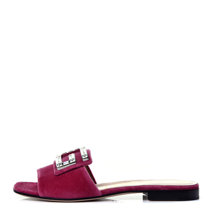 Gucci Velvet Crystal Square G Madelyn Slide Sandals 37 Light Raspberry Rose 1 of 8