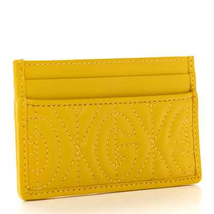 Gucci Calfskin G Rhombus Quilted Card Holder Straw Yellow 3 of 7