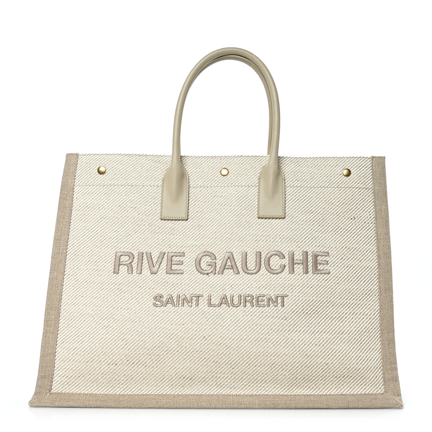 Linen Calfskin Small Rive Gauche Tote Beige Sea Salt