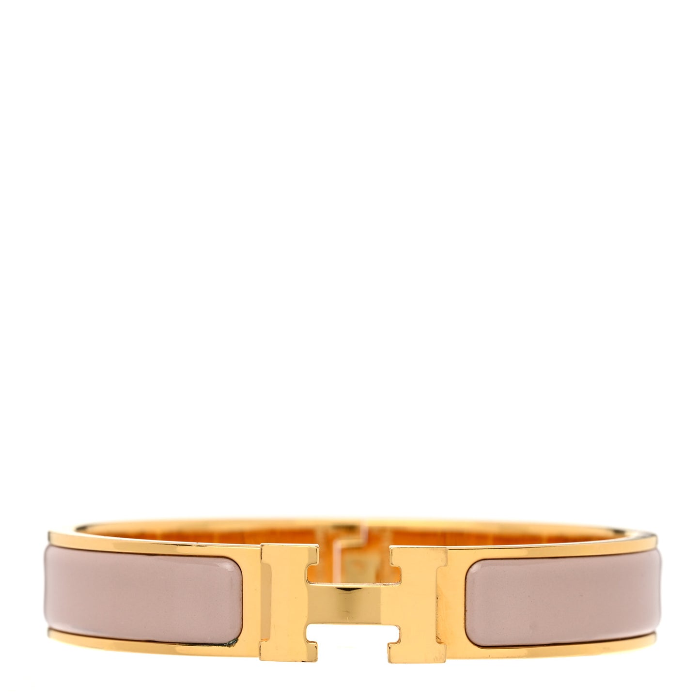 Enamel Narrow Clic Clac H Bracelet PM Marron Glace