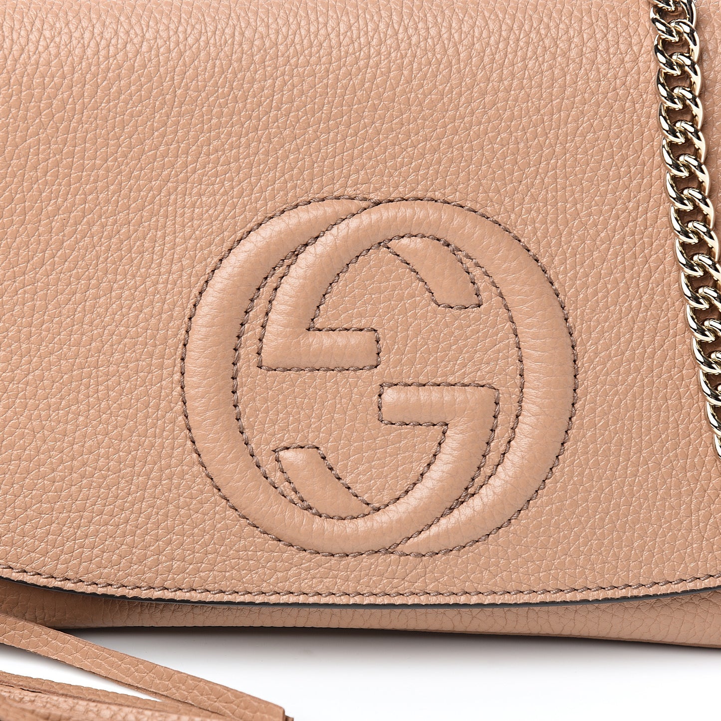 Pebbled Calfskin Medium Soho Flap Crossbody Camelia