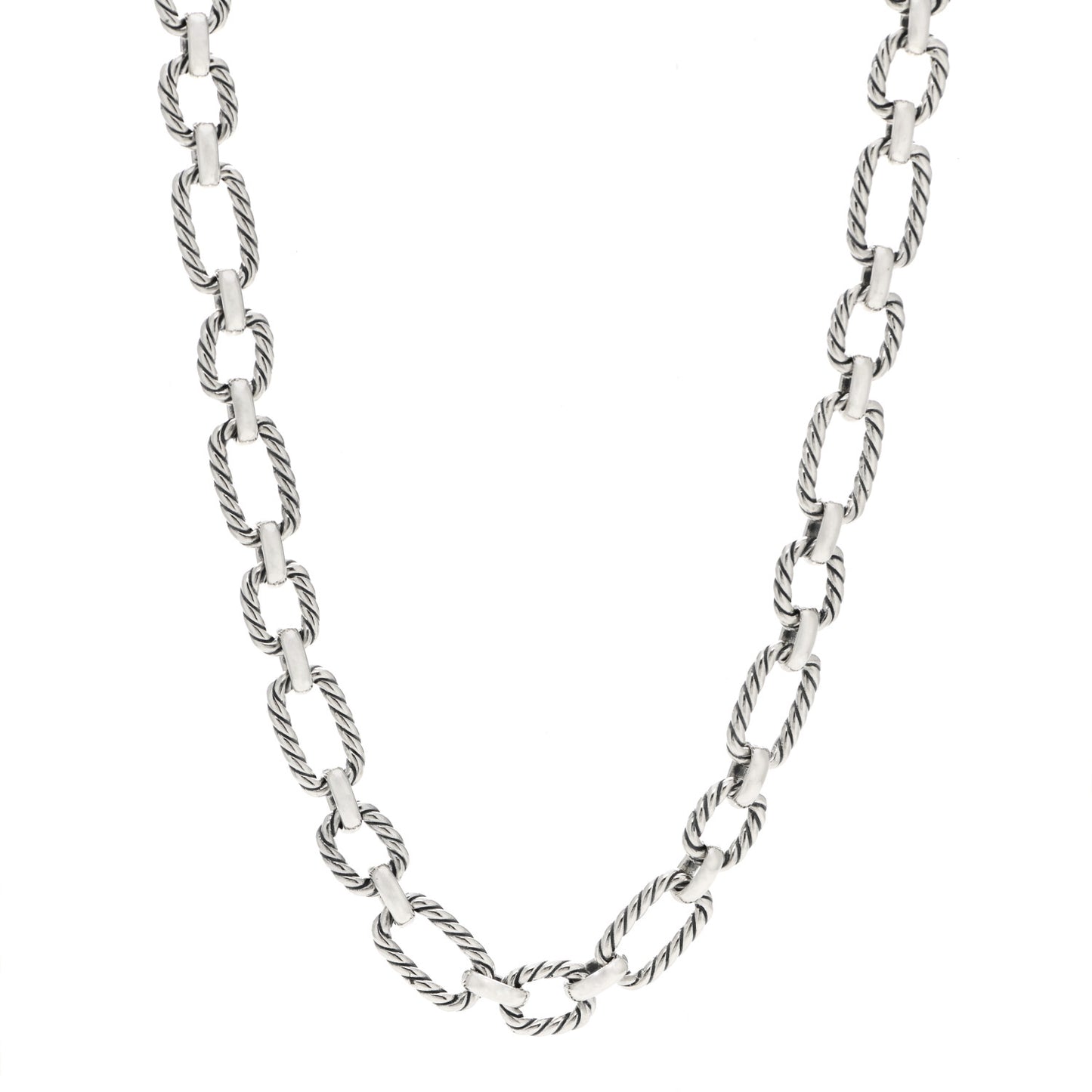 Sterling Silver Blue Sapphire 9.5mm Cushion Link Chain Necklace