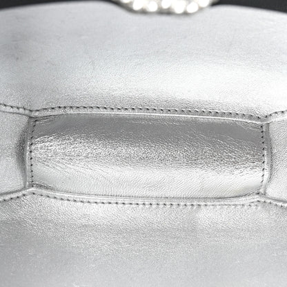 Chanel Resin Crystal Chain Fringe CC Oval Minaudière Black 5 of 11