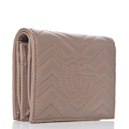Gucci Calfskin Matelasse GG Marmont Card Case Wallet Porcelain Rose 3 of 11