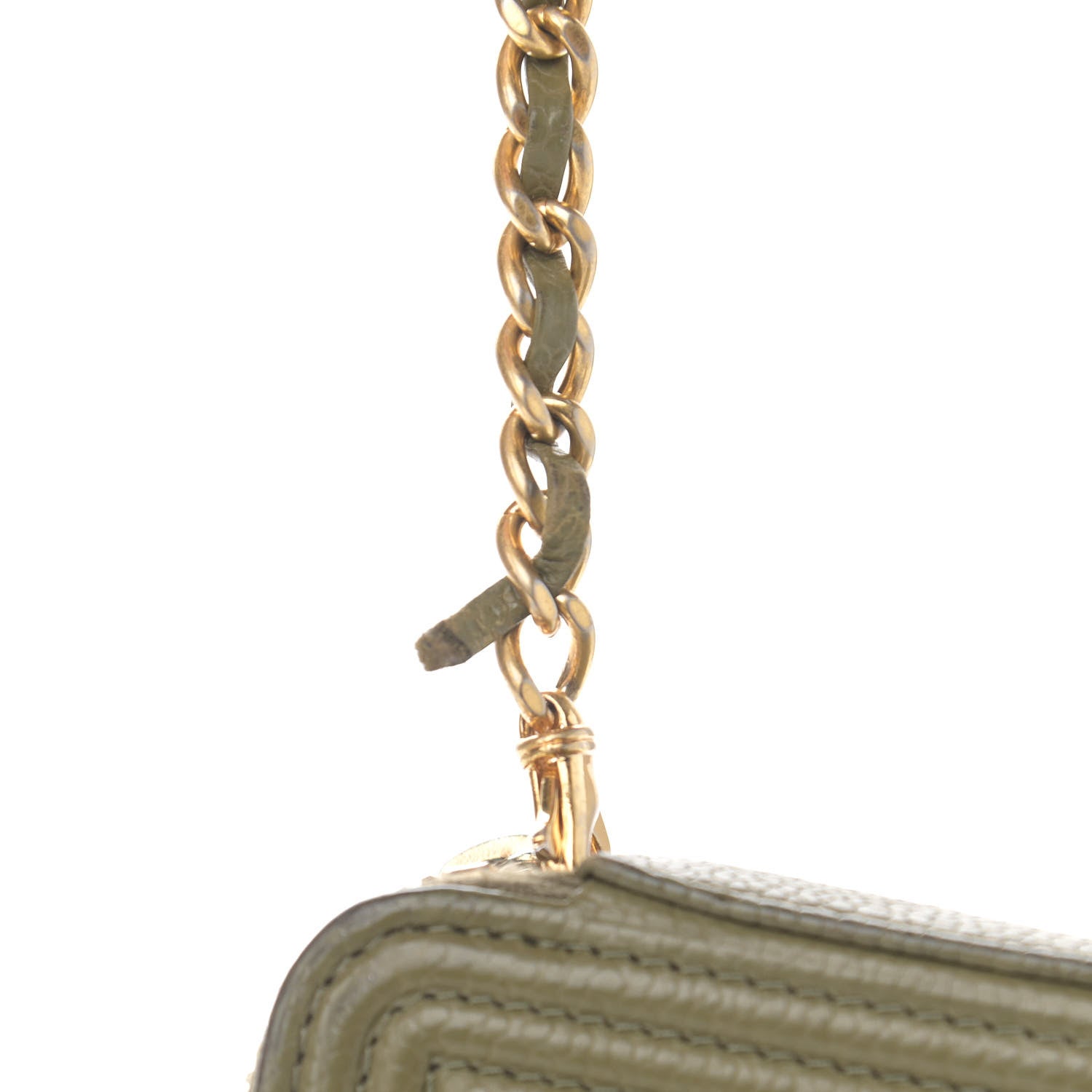Chanel Caviar Quilted Small Boy Clutch With Chain Khaki 15 of 15