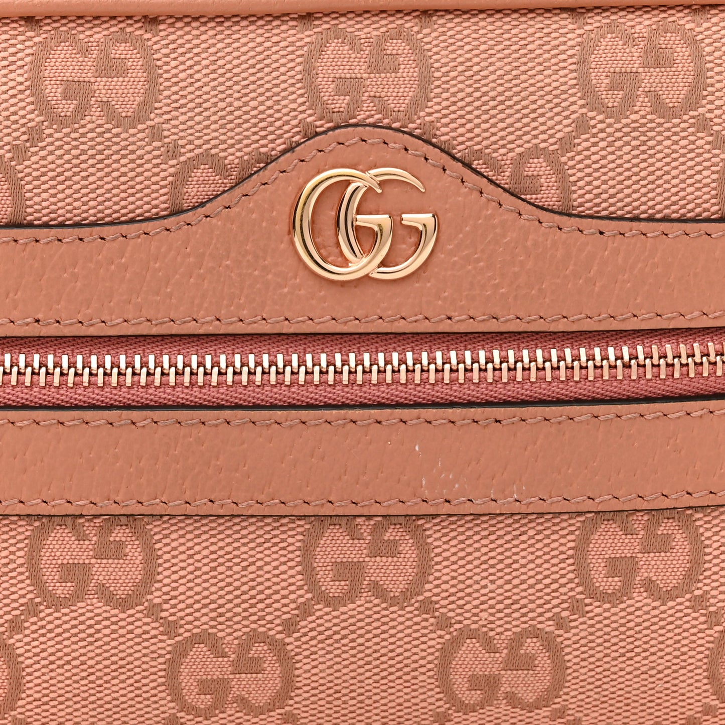 Monogram Textured Dollar Calfskin Mini Ophidia Shoulder Bag Cloche Rose Pink
