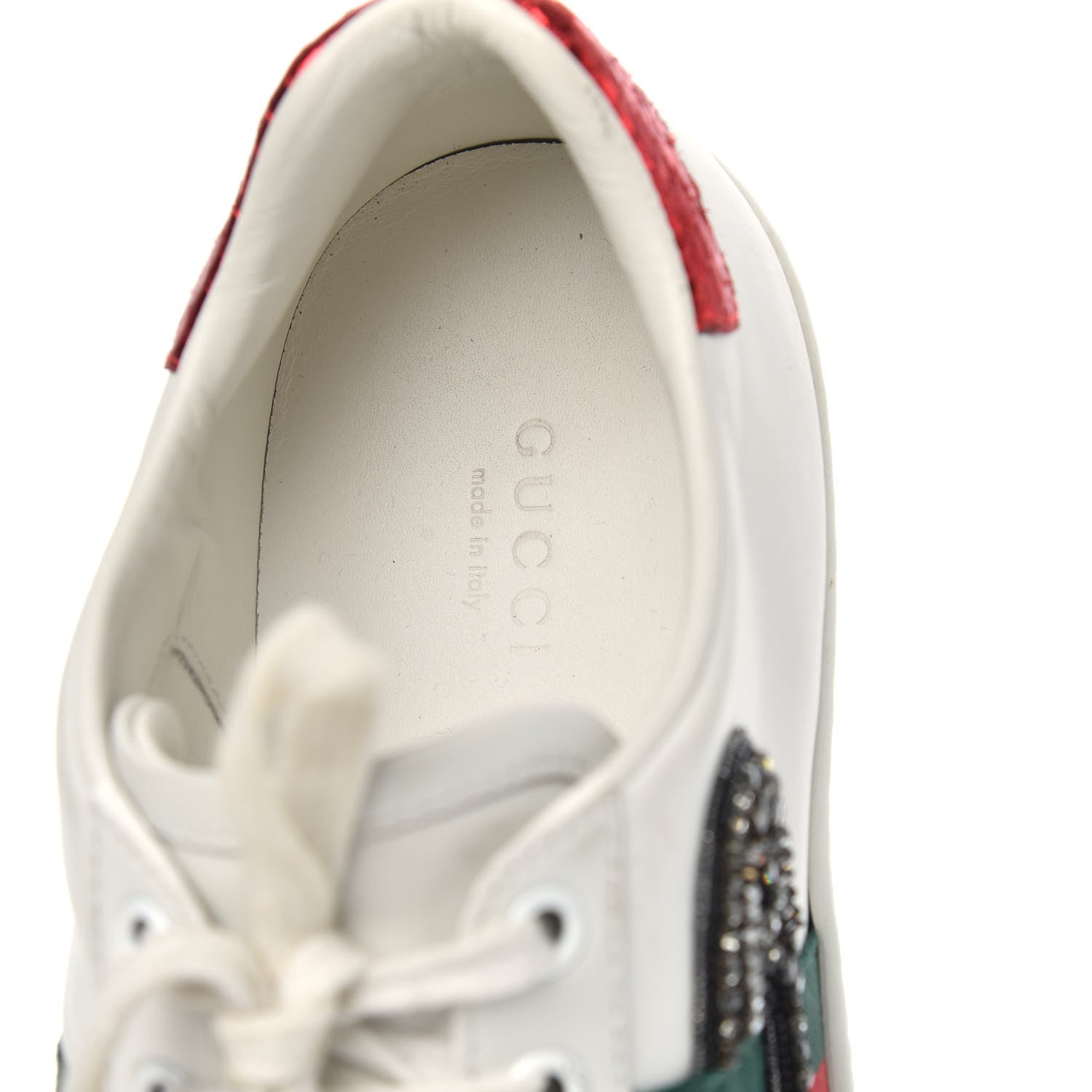 Gucci Calfskin Web Studded Low Pin Womens New Ace Sneakers 38 White 6 of 11