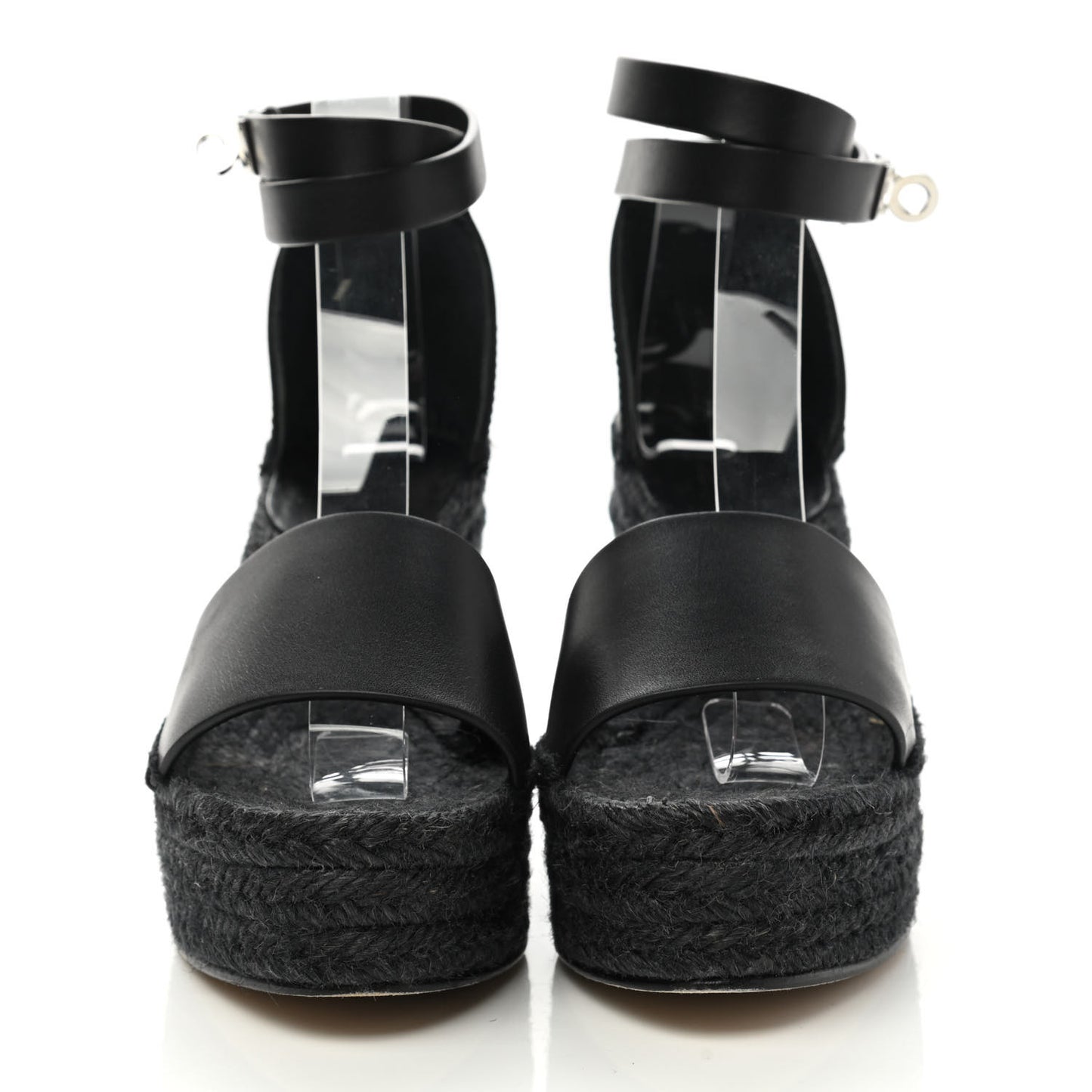 Calfskin Tivoli Espadrille Wedge Sandals 35 Black