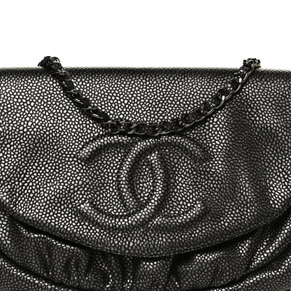 Chanel Metallic Caviar Half Moon Wallet On Chain WOC Dark Silver 8 of 10