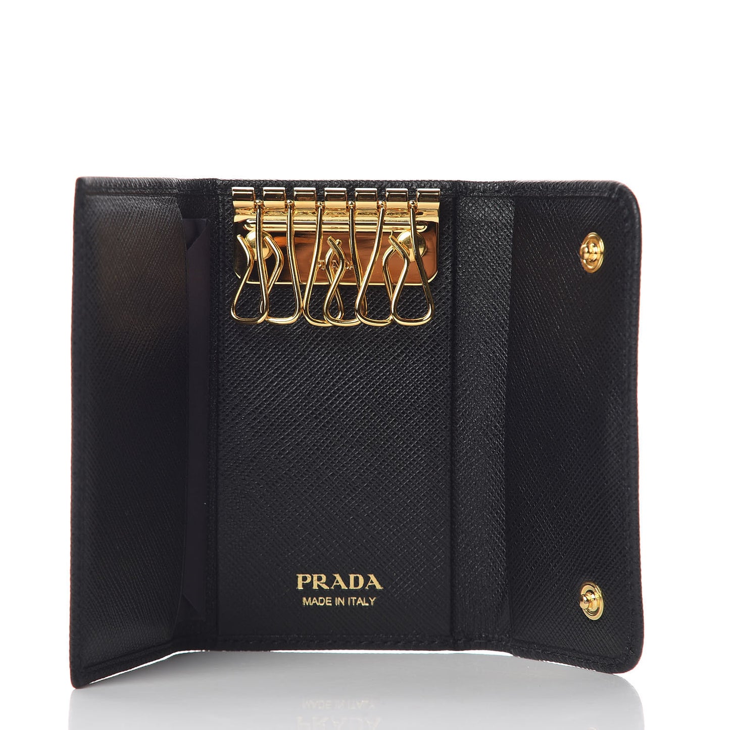 Saffiano Metal 6 Key Holder Black