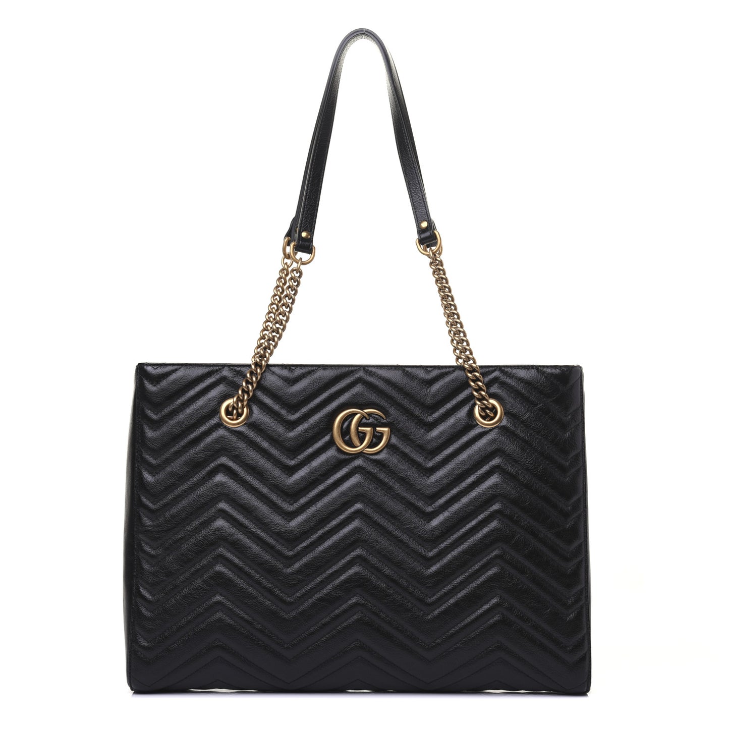 Vintage Calfskin Matelasse Medium GG Marmont Slim Tote Black