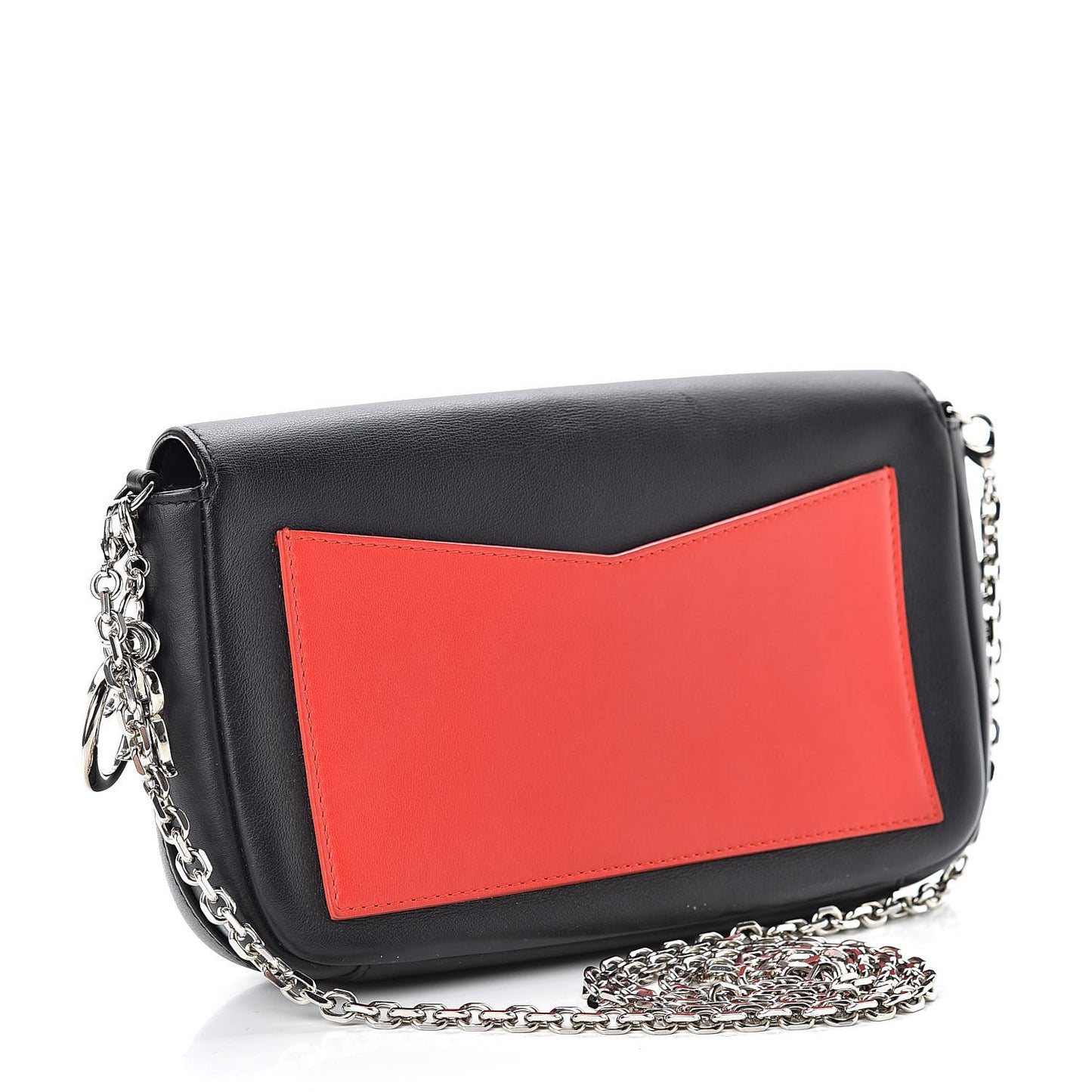 Calfskin Bi-Color Wallet On Chain Black Blue