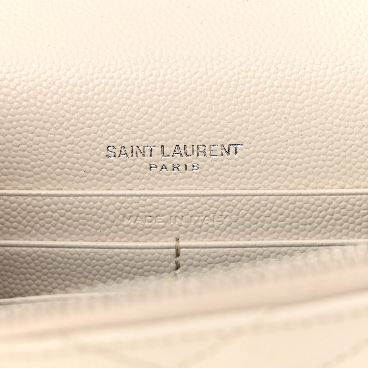 Saint Laurent Grain De Poudre Matelasse Chevron Monogram Envelope Chain Wallet Icy White 6 of 10