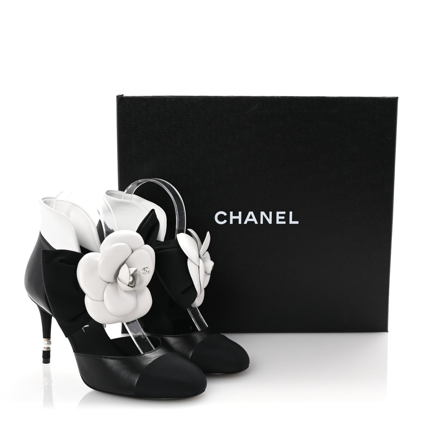 Lambskin Grosgrain Cap Toe Camellia Mary Jane Platform Pumps 36.5 Black