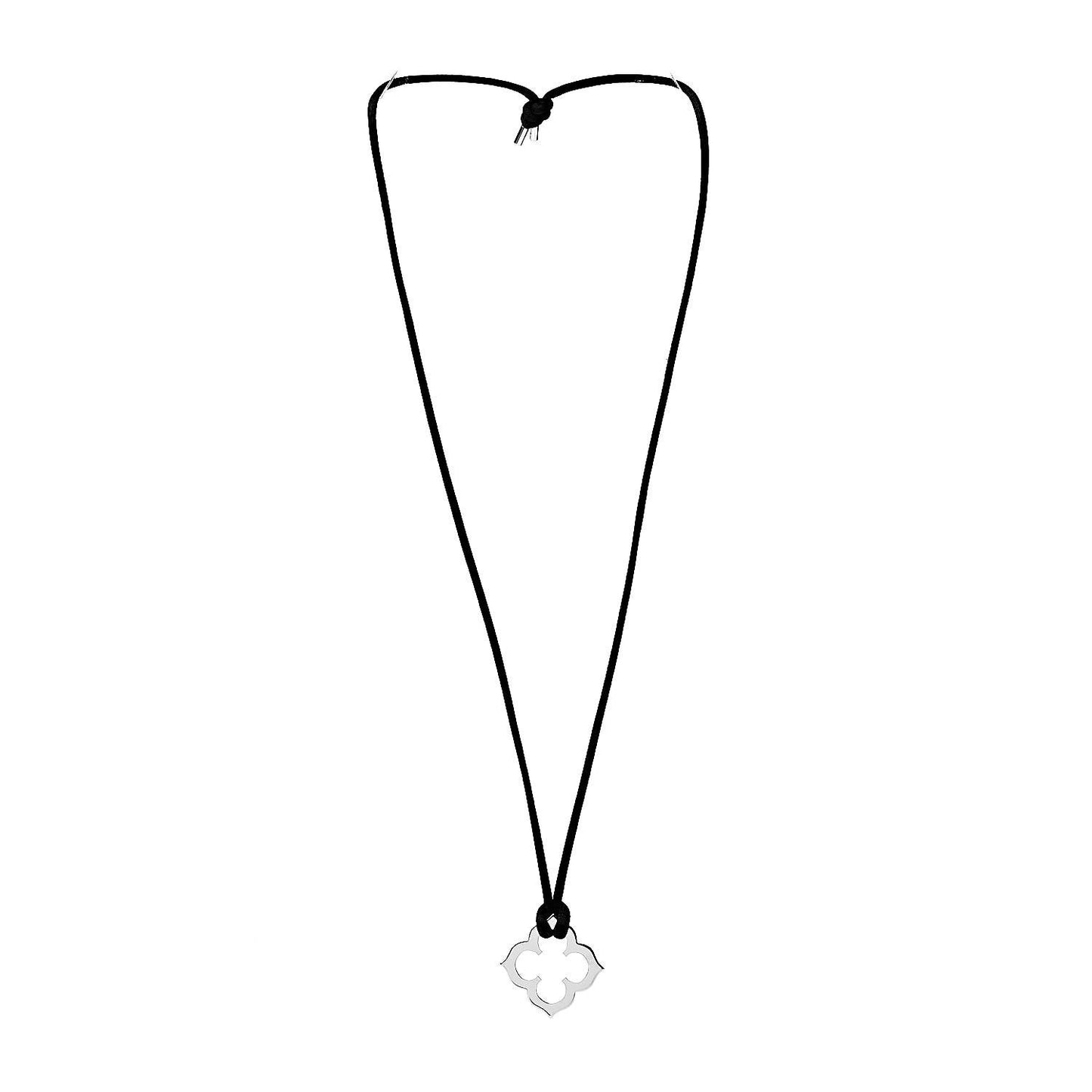18K White Gold Cord Hindu Quatrefoil Pendant Necklace