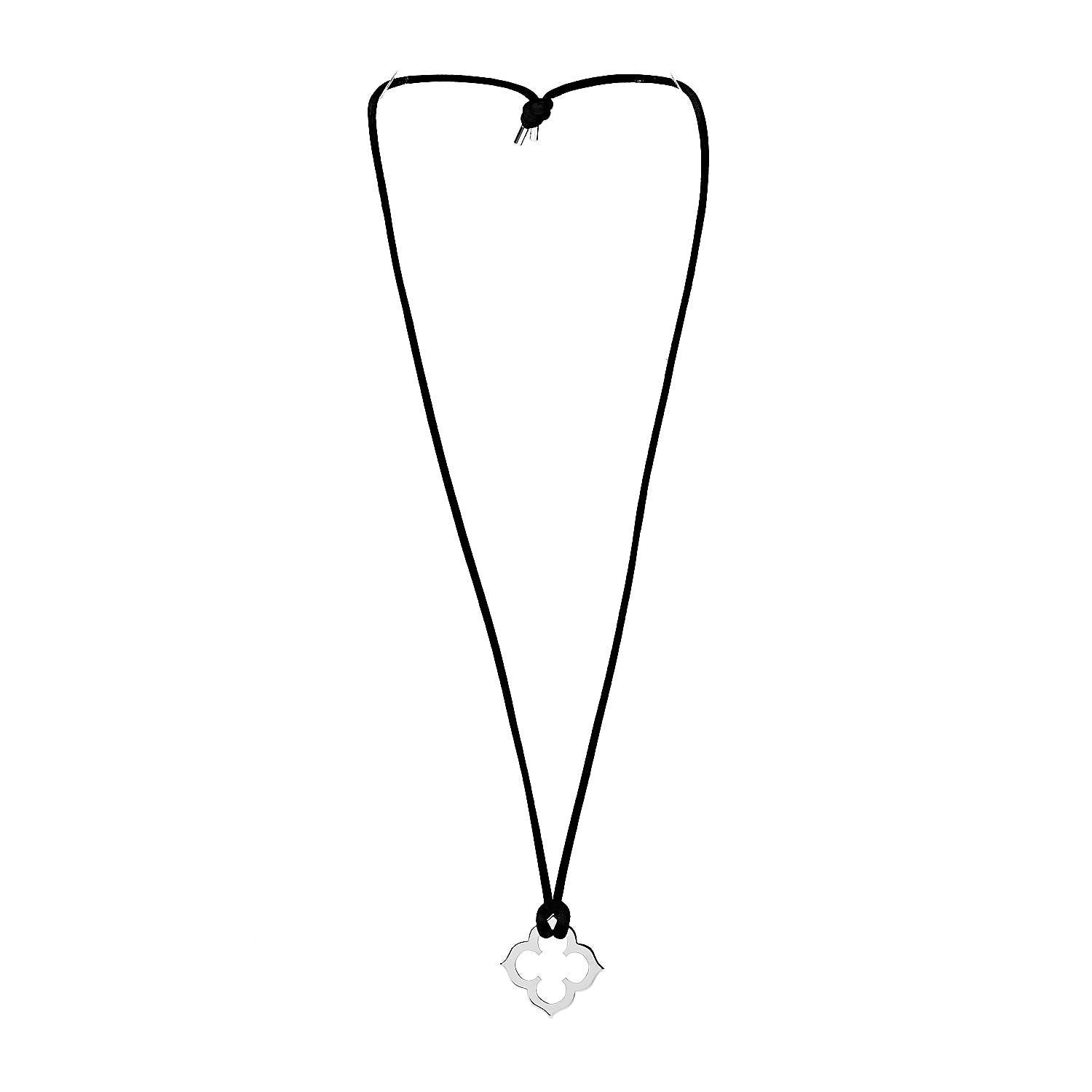 Cartier 18K White Gold Cord Hindu Quatrefoil Pendant Necklace 3 of 5