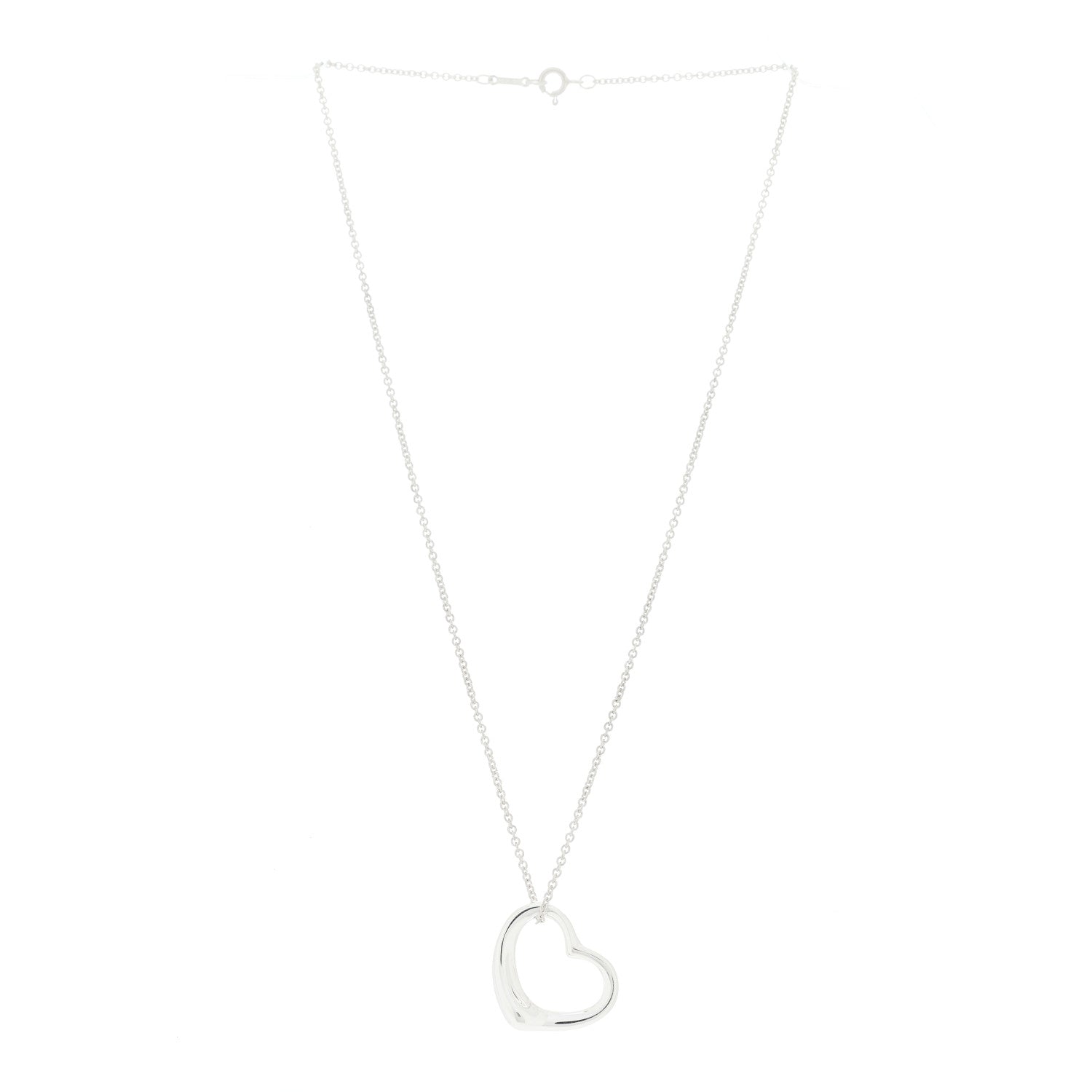 Tiffany Sterling Silver 22mm Elsa Peretti Open Heart Pendant Necklace 3 of 7